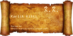 Karlik Kitti névjegykártya